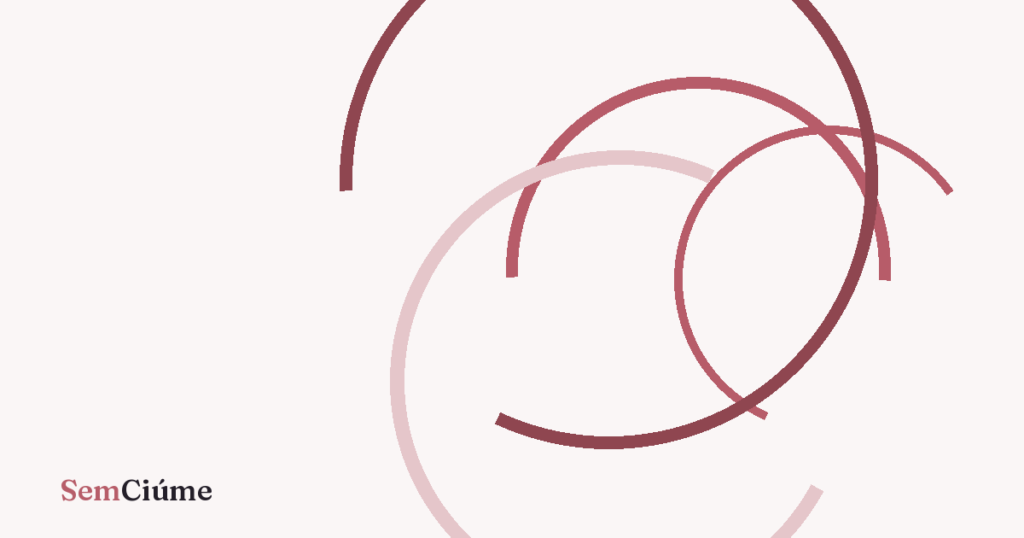 Capa ilustrativa sobre ciúme da ex do parceiro, em tons de rosé